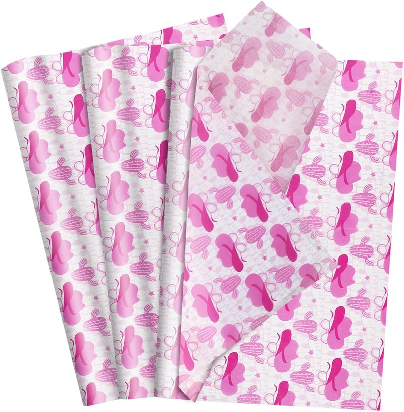 Ethanberg 60 Sheets Gift Wrapping Tissue Paper Bulk, Pink Cactus Hat Print Tissue Paper for Gift Bags, Decorative Art Papers for DIY Crafts Wedding Birthday Baby Showers Holiday Party Decor, 20x14 Inches - Image 1